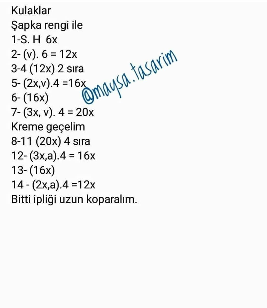 Ücretsiz Tavşan Bebek Zili Tığ İşi Tarifi