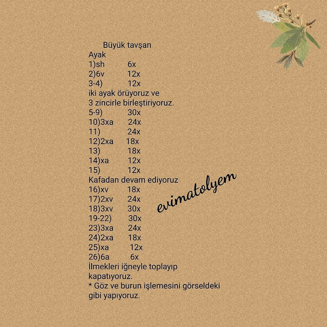 Ücretsiz Tavşan ve Havuç Ev Örgü Şeması