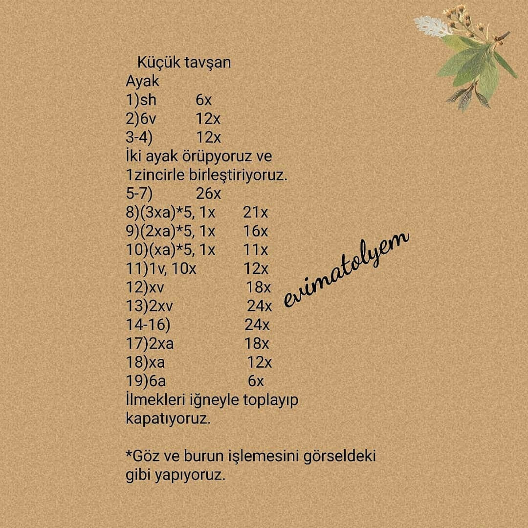 Ücretsiz Tavşan ve Havuç Ev Örgü Şeması