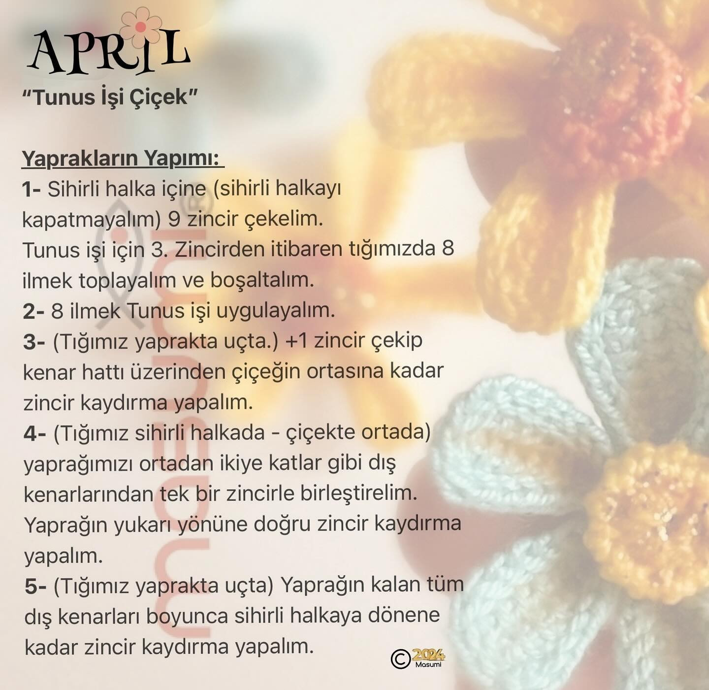 Ücretsiz Tığ İşi Çiçek Tarifi Bahar her yere #tunusişi April ile gelsin. 🌸🧶☺️