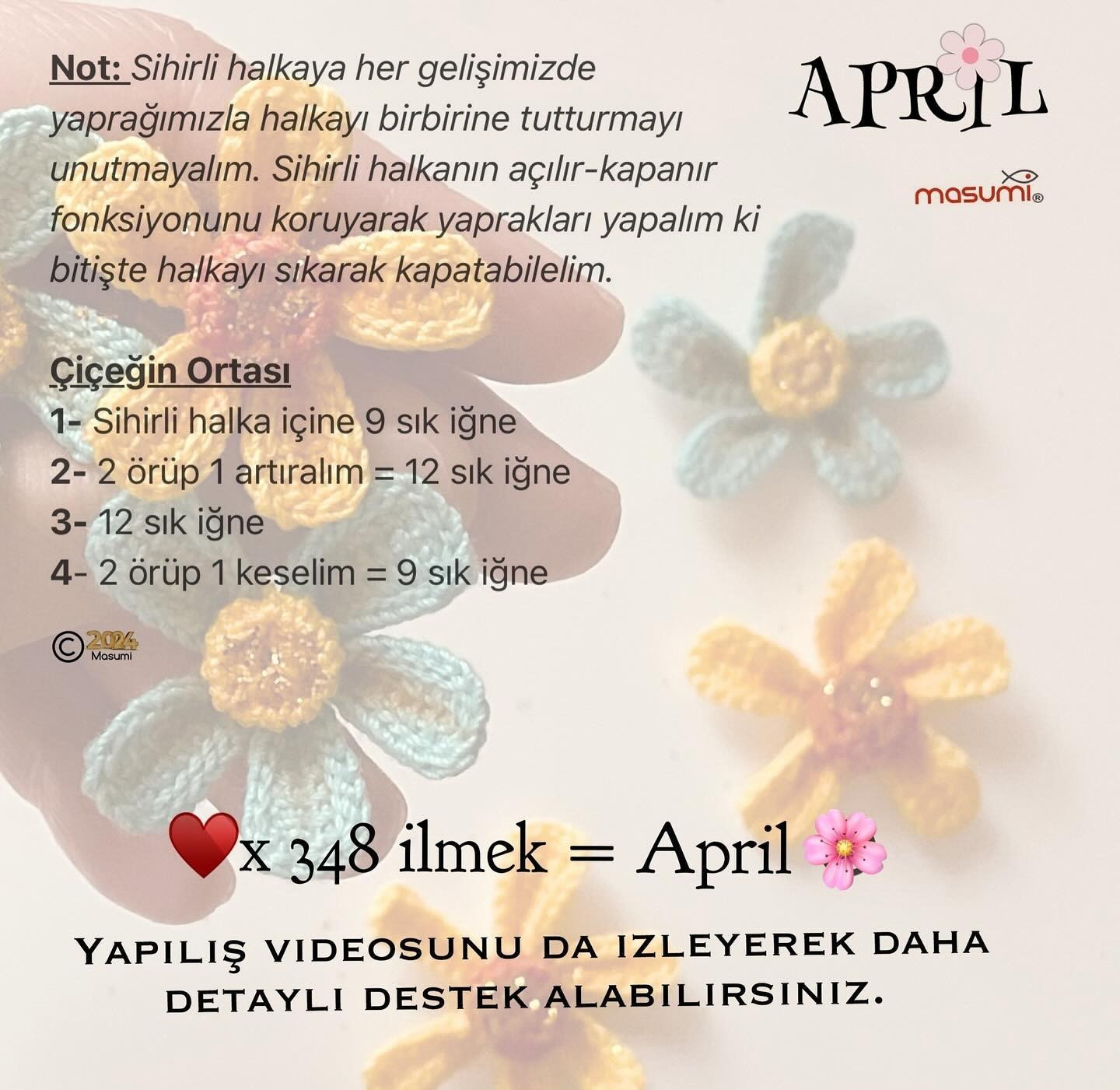 Ücretsiz Tığ İşi Çiçek Tarifi Bahar her yere #tunusişi April ile gelsin. 🌸🧶☺️