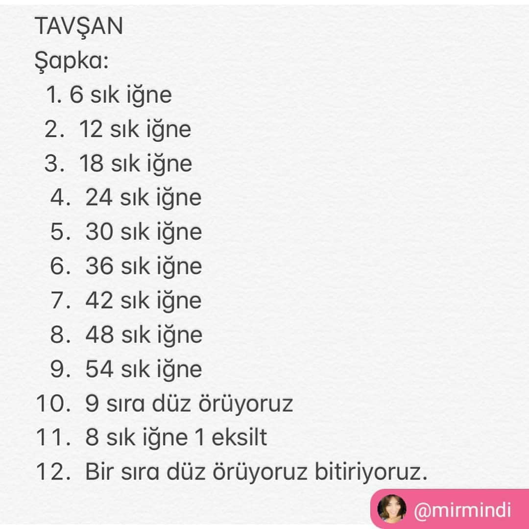 Ücretsiz Tığ İşi Tavşan Şeması