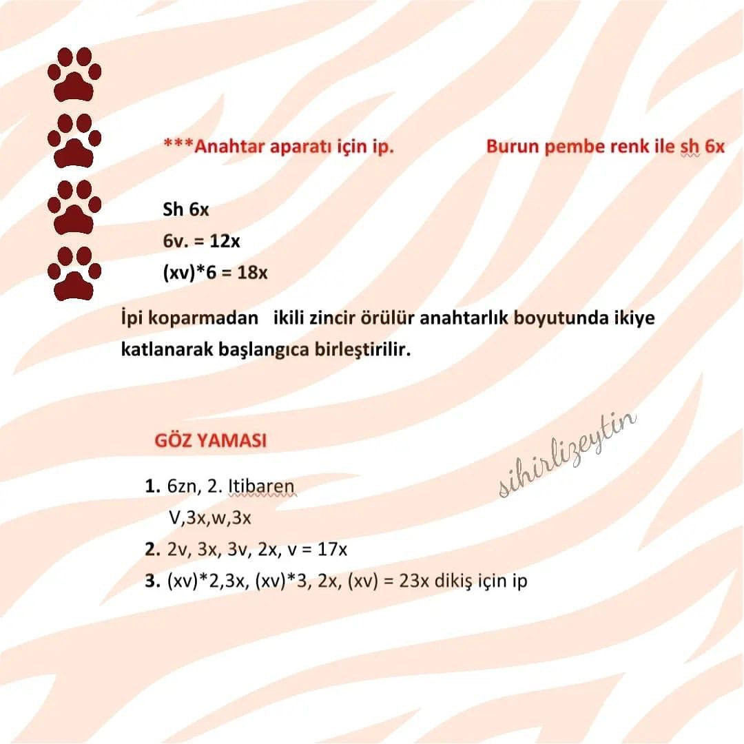 Ücretsiz Tigger Anahtarlık Örgü Şeması