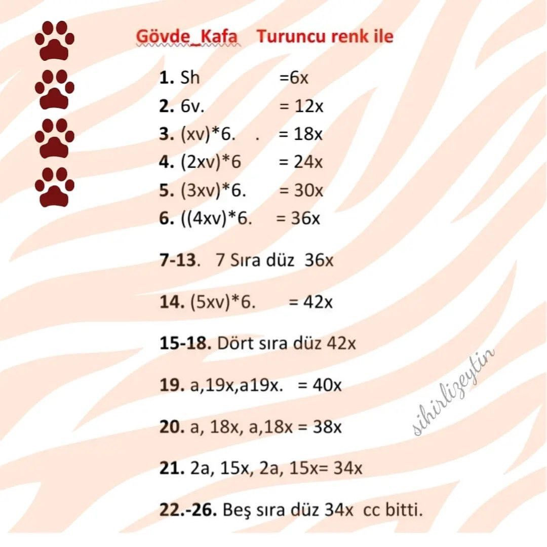 Ücretsiz Tigger Anahtarlık Örgü Şeması