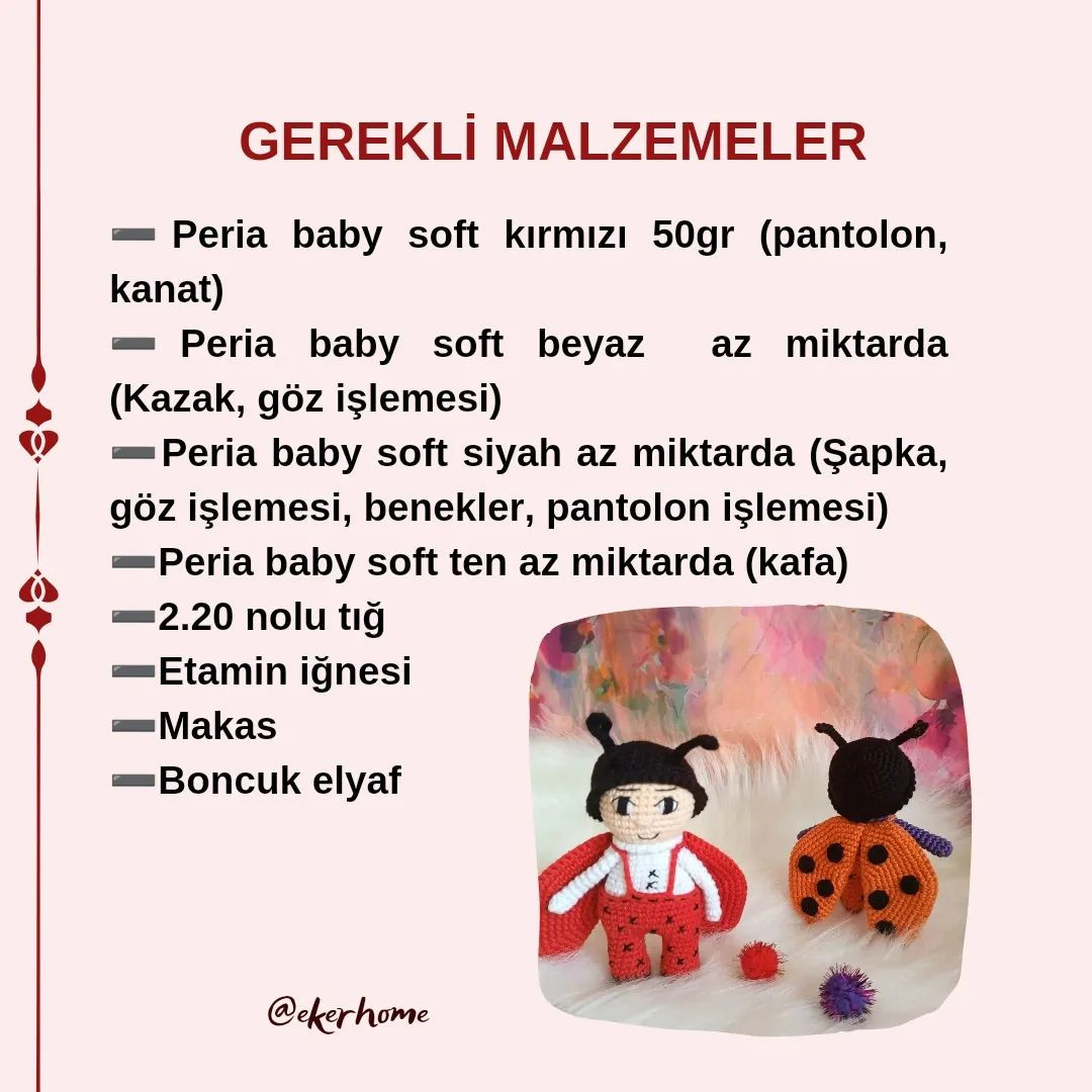 Ücretsiz uğur böceği amigurumi modeli