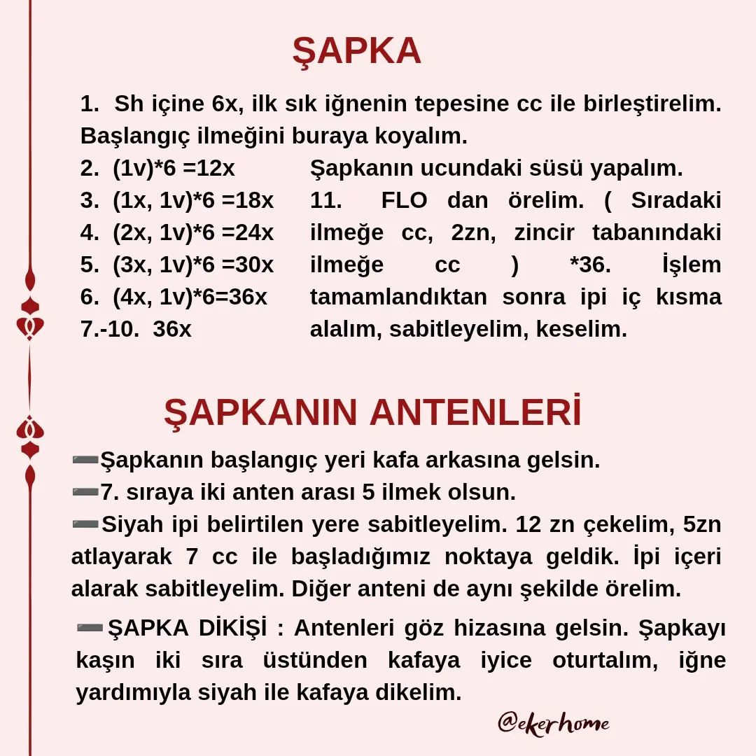 Ücretsiz uğur böceği amigurumi modeli