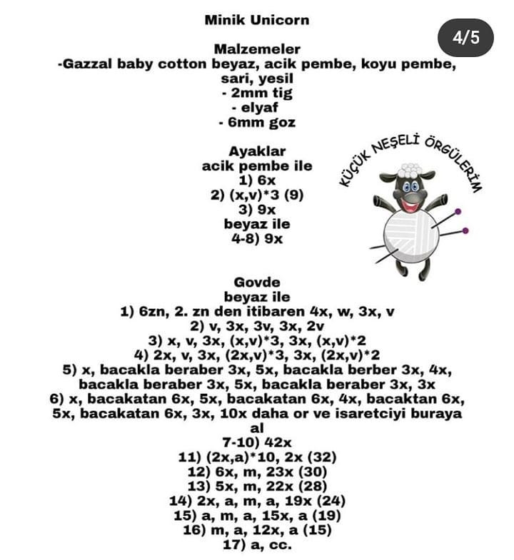 Ücretsiz Unicorn Amigurumi Yapımı