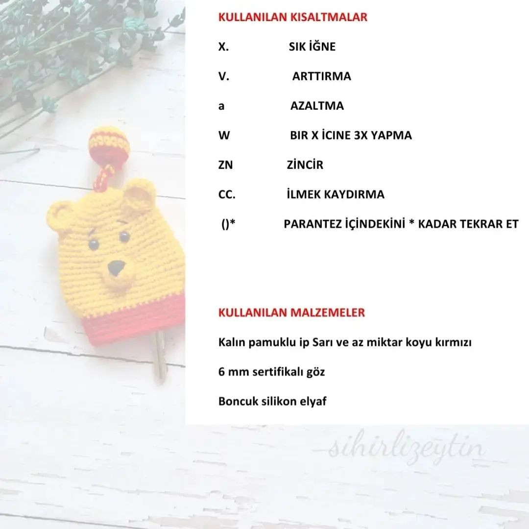 Ücretsiz Winnie Pooh Anahtarlık Örgü Şeması