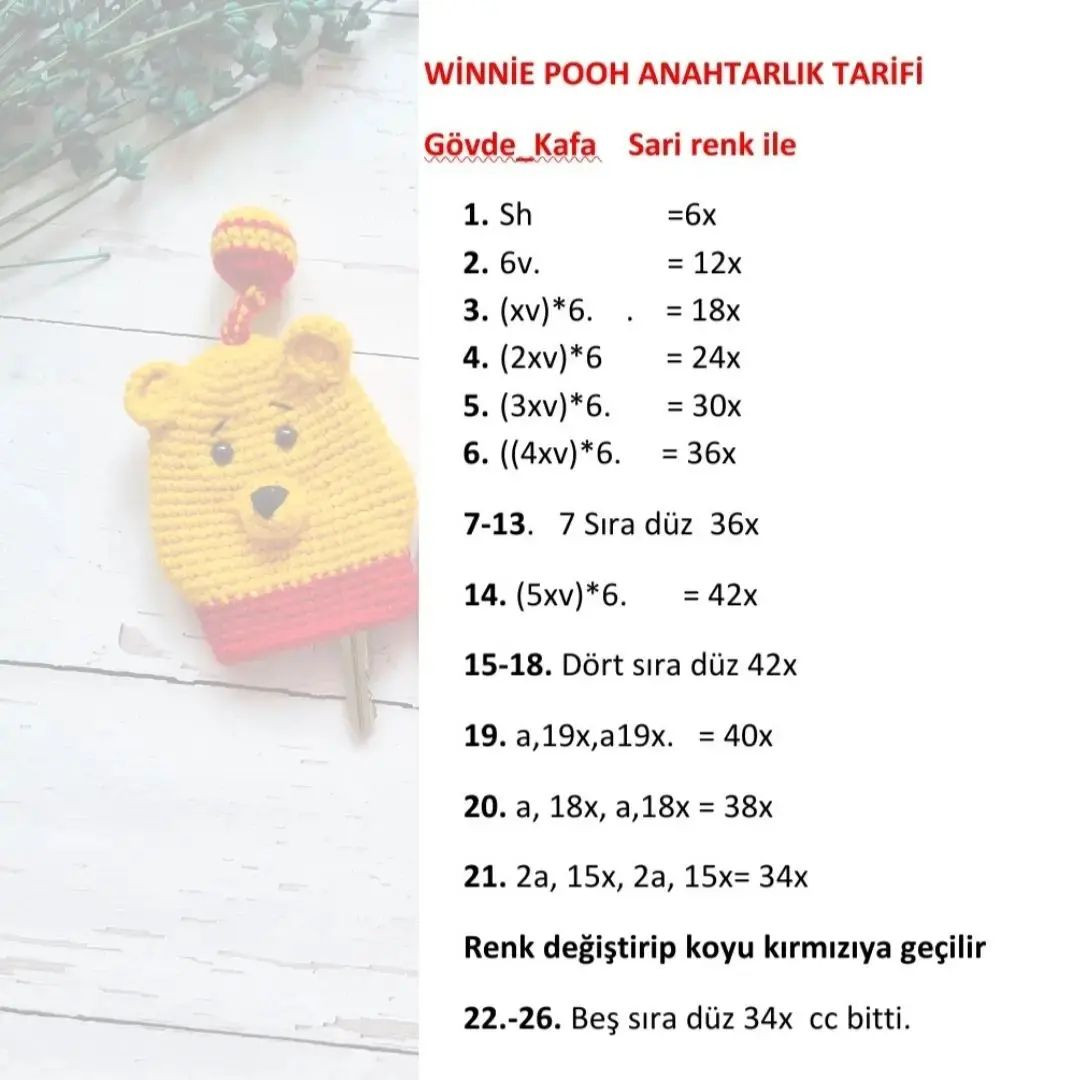 Ücretsiz Winnie Pooh Anahtarlık Örgü Şeması