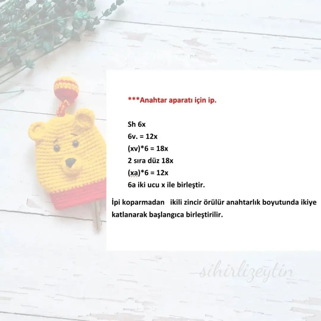 Ücretsiz Winnie Pooh Anahtarlık Örgü Şeması