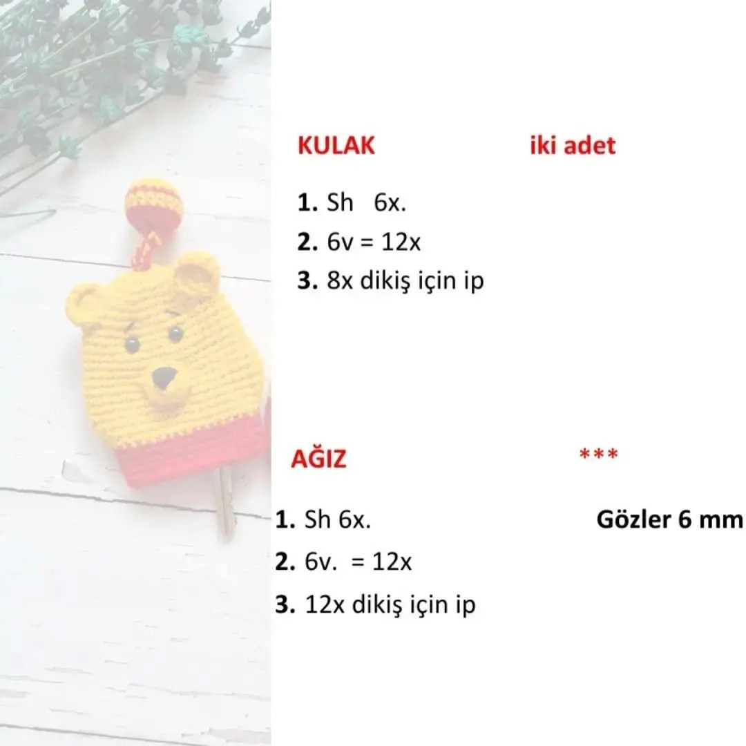 Ücretsiz Winnie Pooh Anahtarlık Örgü Şeması