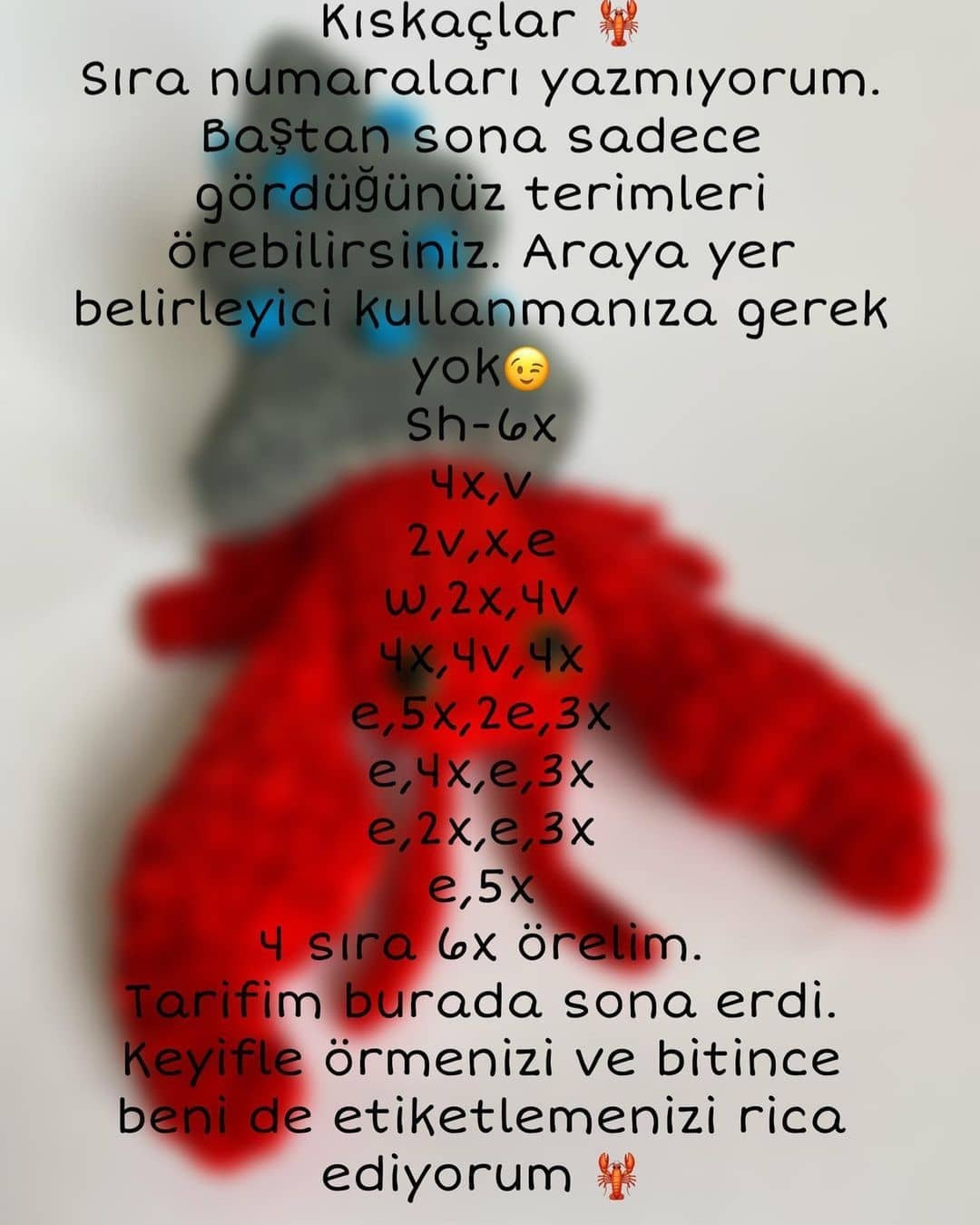 Ücretsiz Yengeç Amigurumi Tığ İşi Tarifi