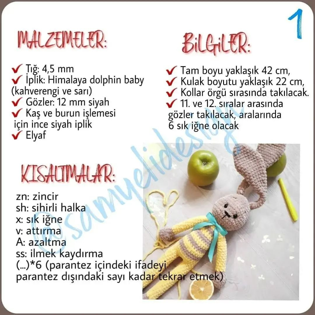 Uzun Kulaklı Tavşan Amigurumi Şeması