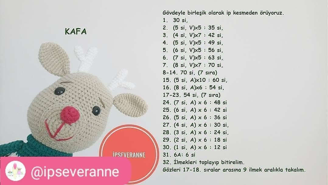 Yeni Yıl Geyiği Amigurumi Tarifi