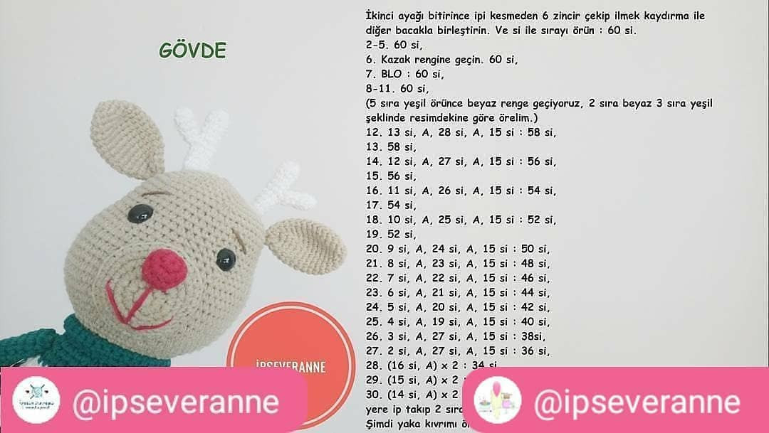 Yeni Yıl Geyiği Amigurumi Tarifi