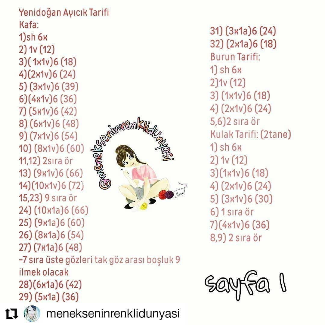 Yenidoğan Ayıcık Amigurumi Tarifi