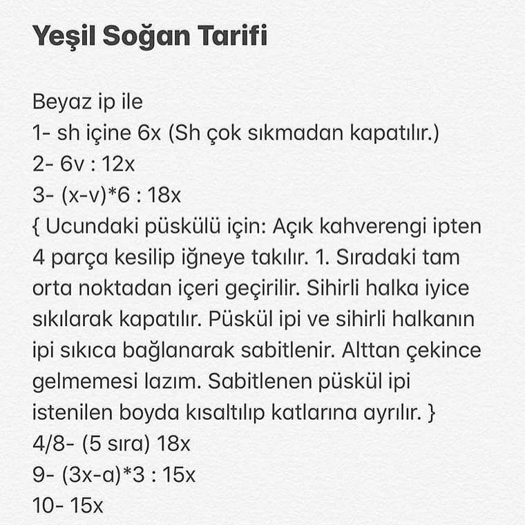 YEŞİL SOĞAN AMİGURUMİ TARİFİ