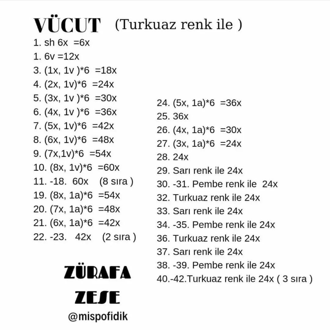 Zürafa Zese Amigurumi Yapımı Ücretsiz Şeması