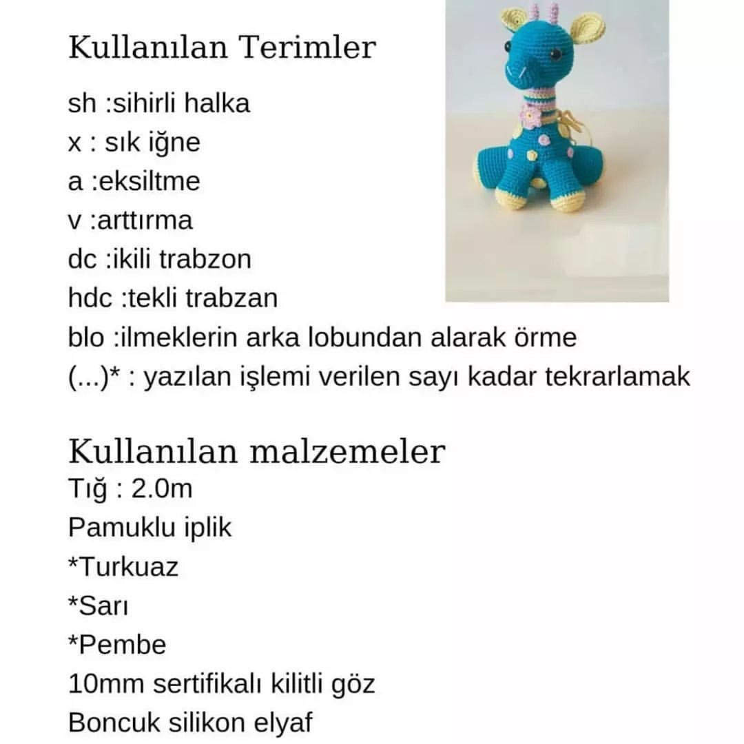 Zürafa Zese Amigurumi Yapımı Ücretsiz Şeması