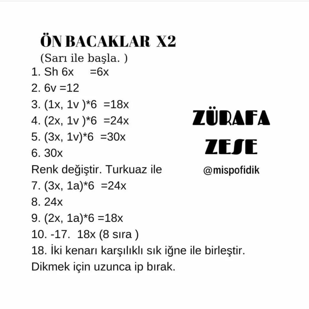 Zürafa Zese Amigurumi Yapımı Ücretsiz Şeması