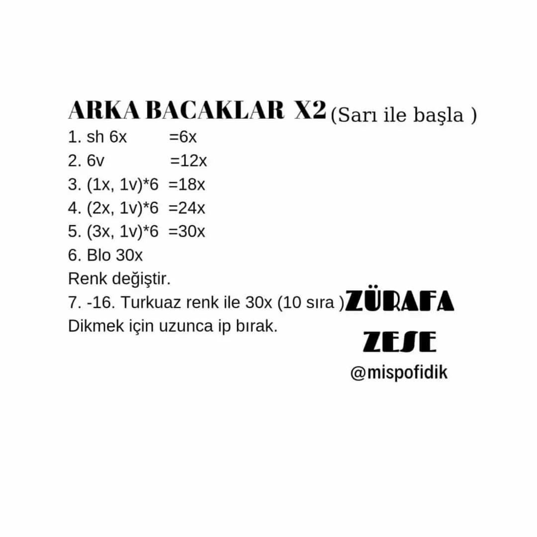 Zürafa Zese Amigurumi Yapımı Ücretsiz Şeması
