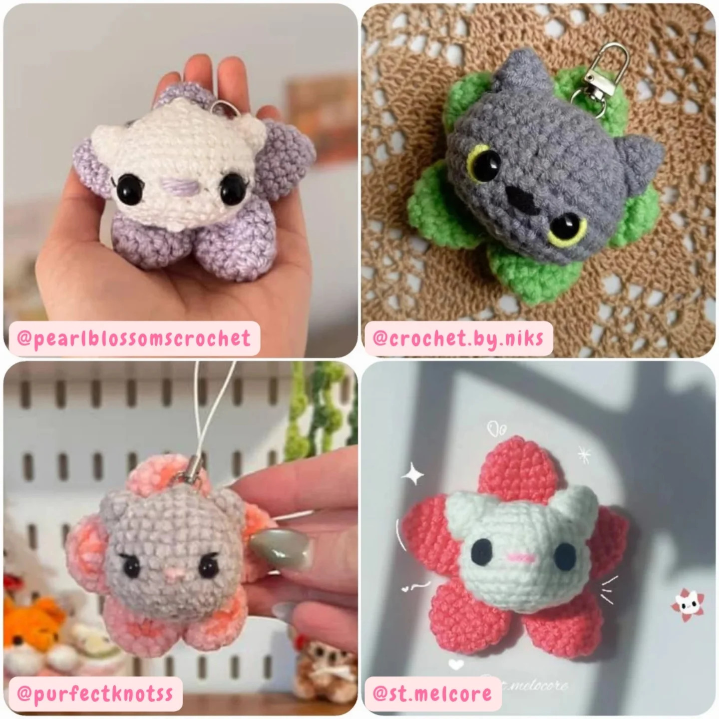 2-in-1 Crochet Pattern: Cute Cat Keychain Design