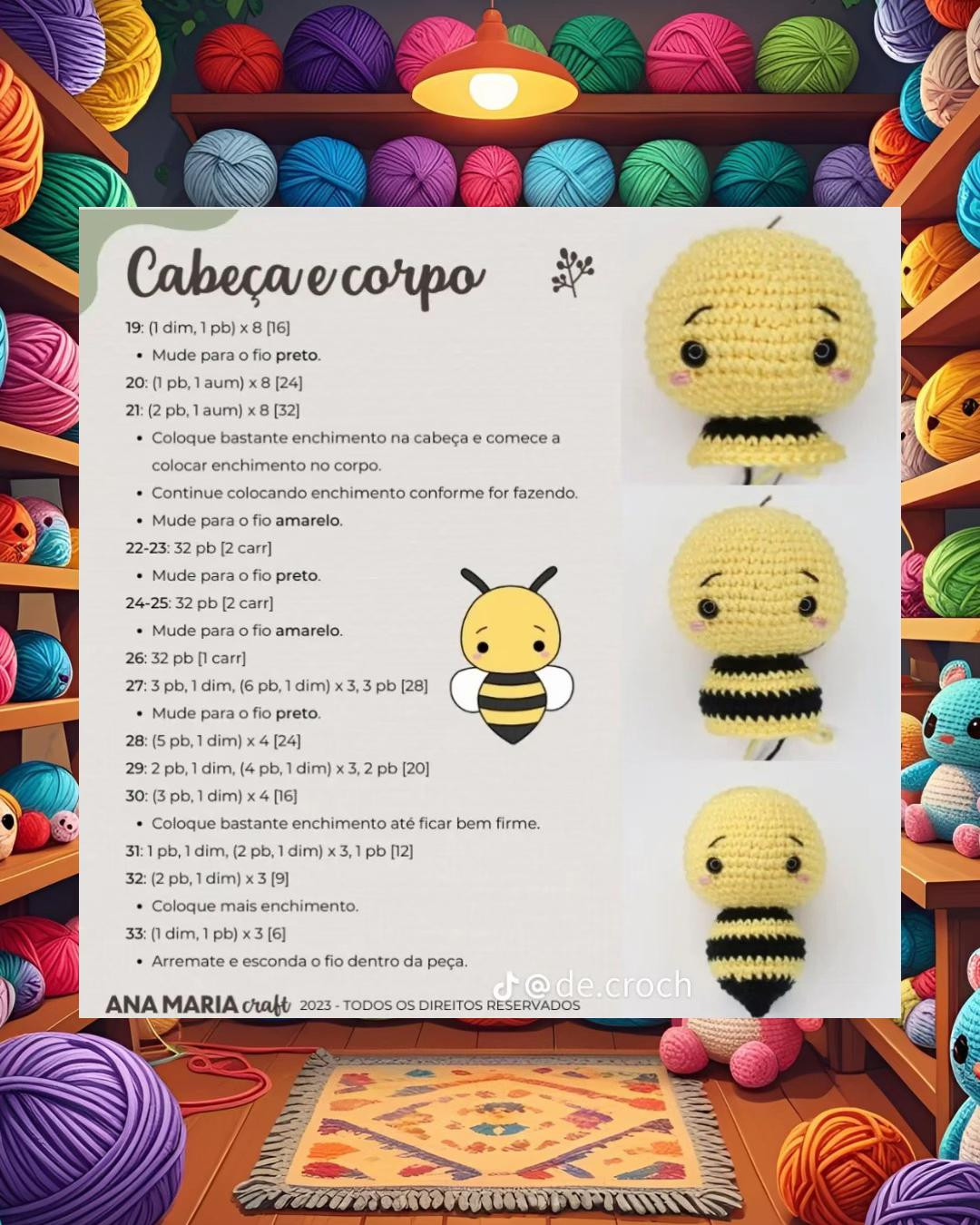 Abelha Amigurumi: Receita Grátis para Criar a Melissa