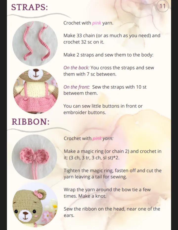 Adorable Crochet Teddy Bear with Pink Dress Pattern