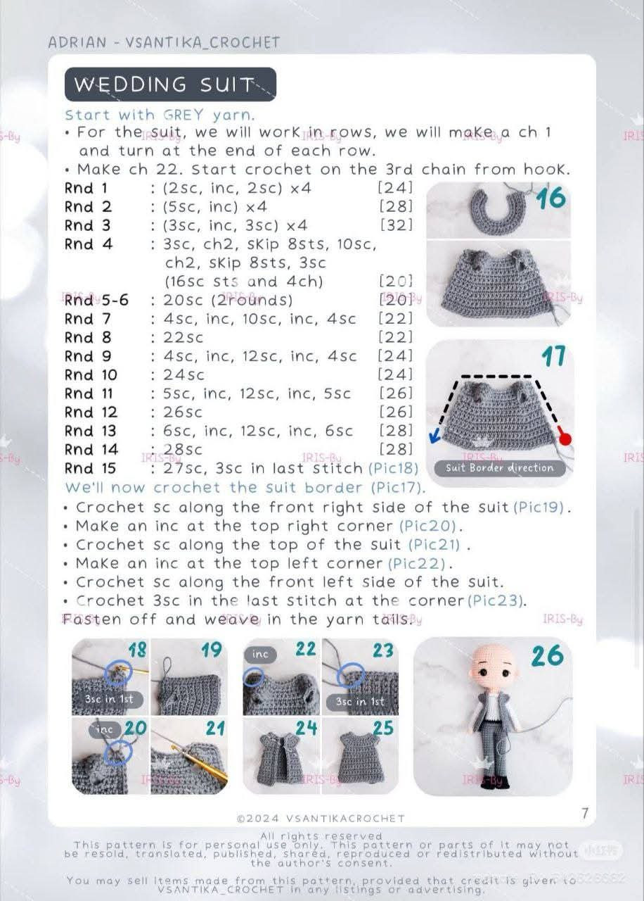 "Amigurumi Crochet Pattern: Bride and Groom Dolls"