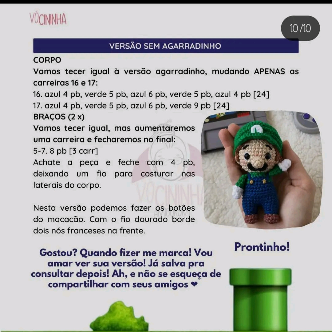 Amigurumi de Super Mario e Luigi: Gráficos de Crochê Criativos