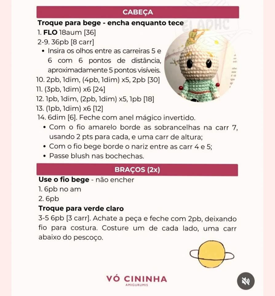 Amigurumi do Pequeno Príncipe: Gráfico de Crochê Gratuito e Detalhado