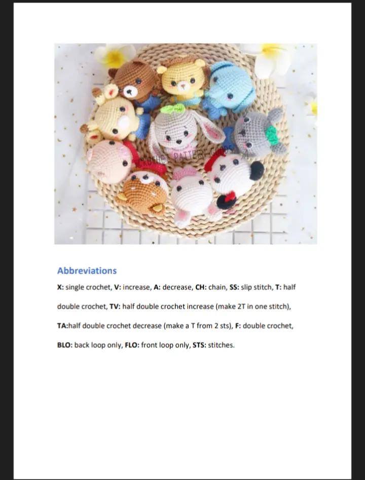 Amigurumi Pattern: Cute Animal Heads Crochet Chart