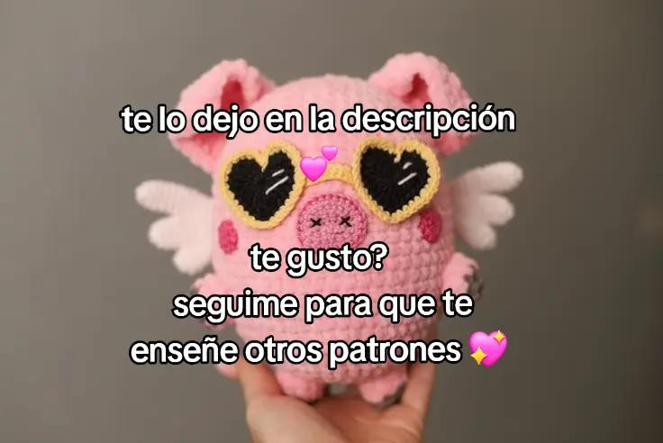 "Amorito, el cerdito volador": Patrón de crochet tierno para hilo velvet o chenille