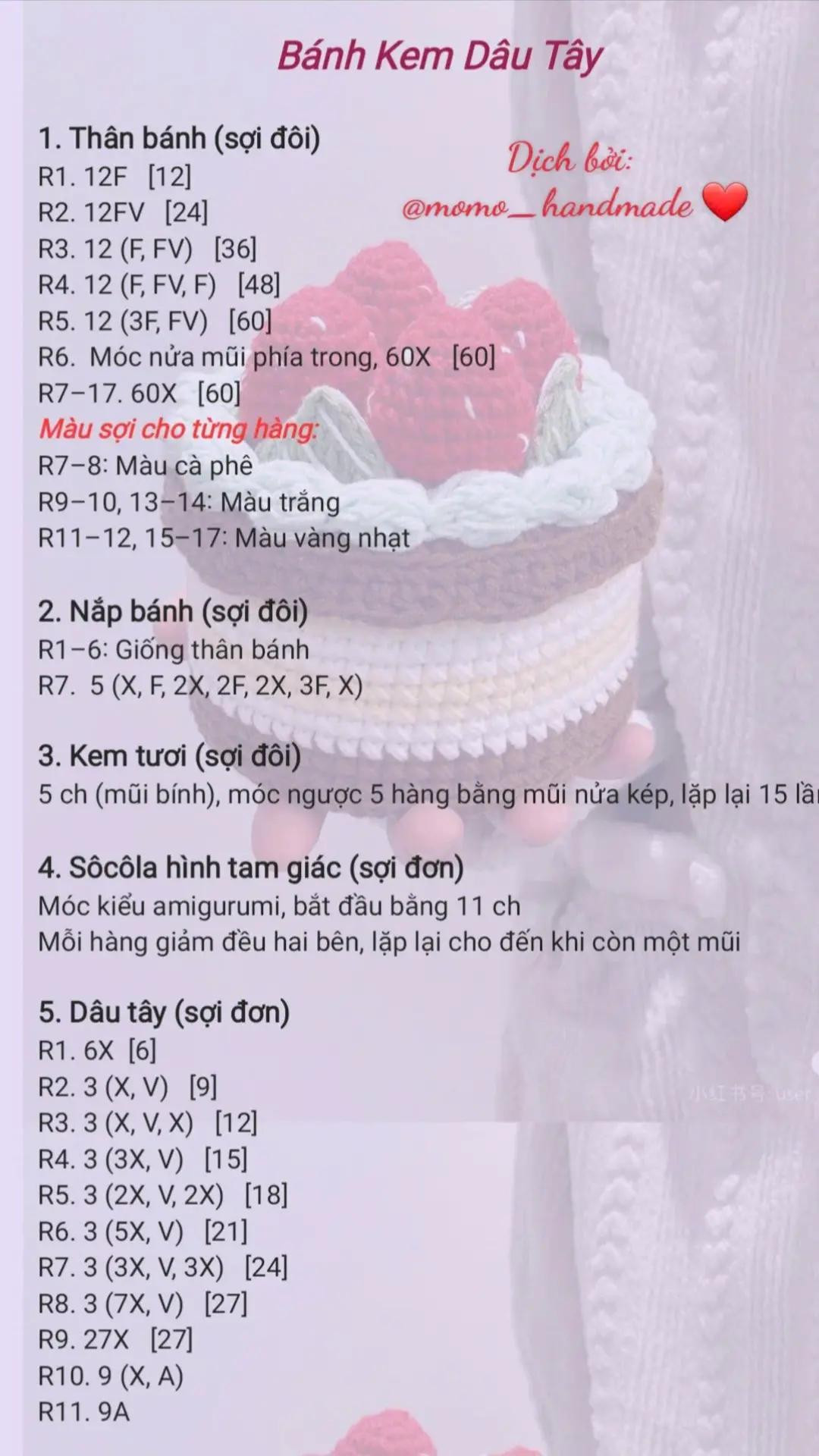 bánh kem dâu tây chart móc