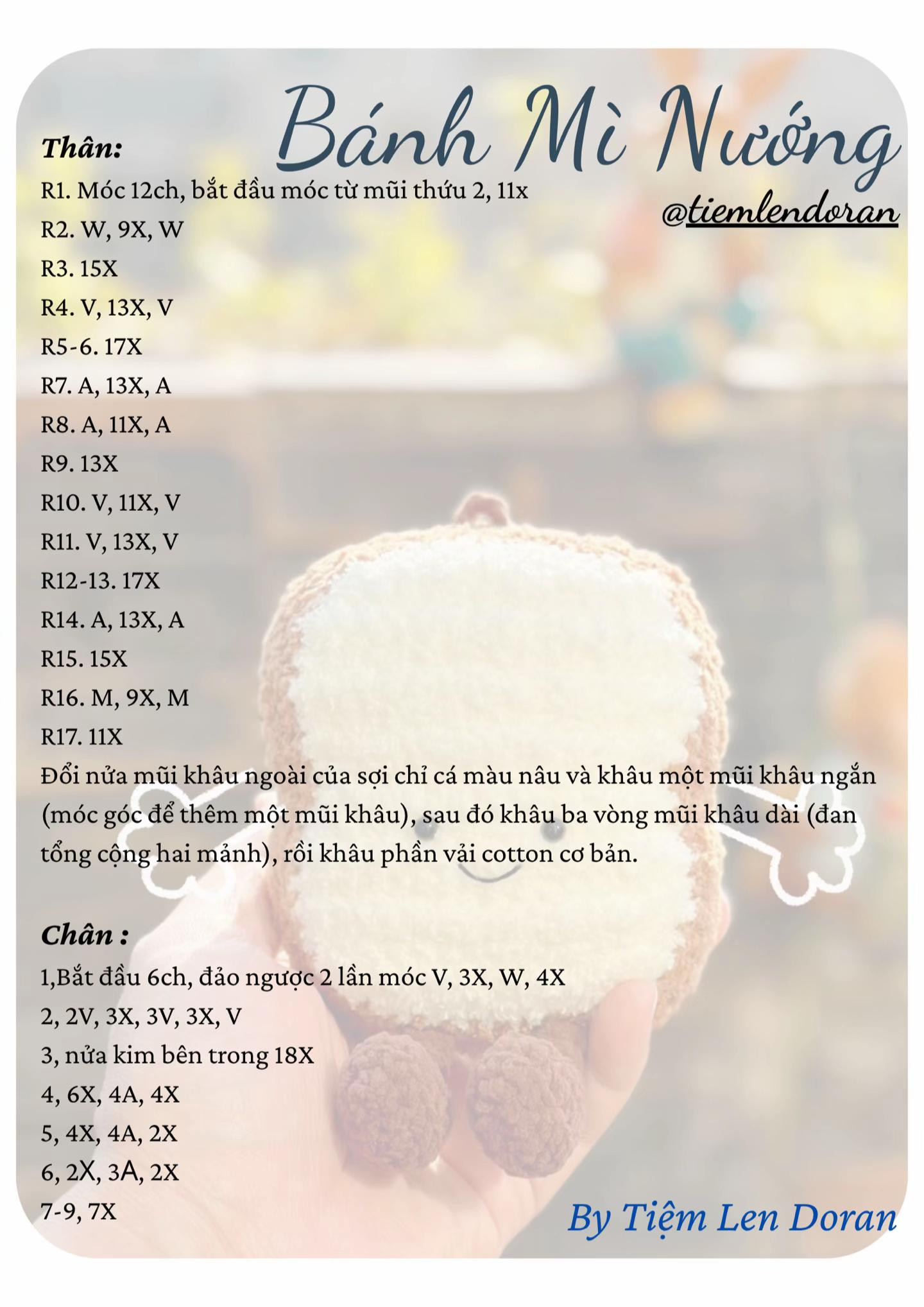 Bánh mì nướng móc len đáng yêu cho một ngày vui vẻ