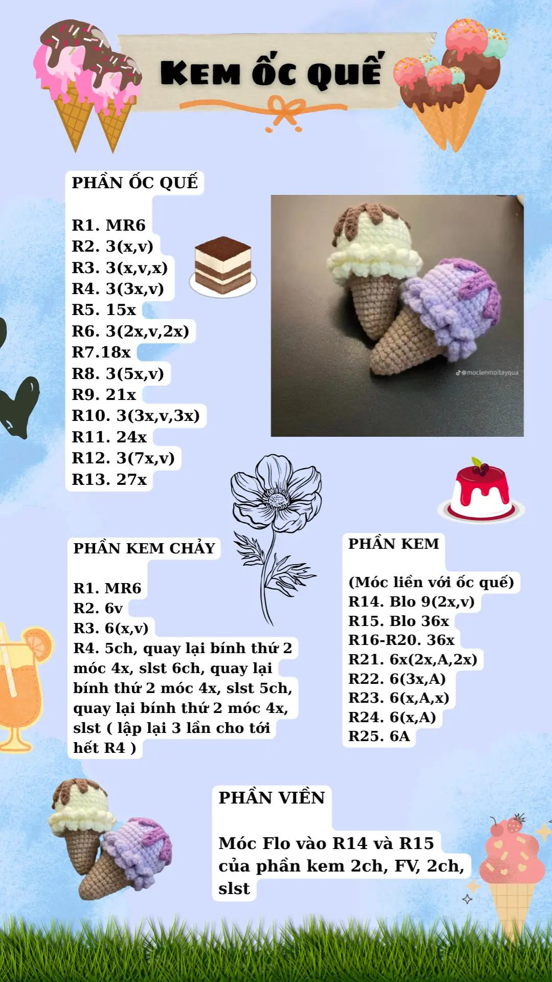bé sủi cảo, sushi cá hồi, kem ốc quế