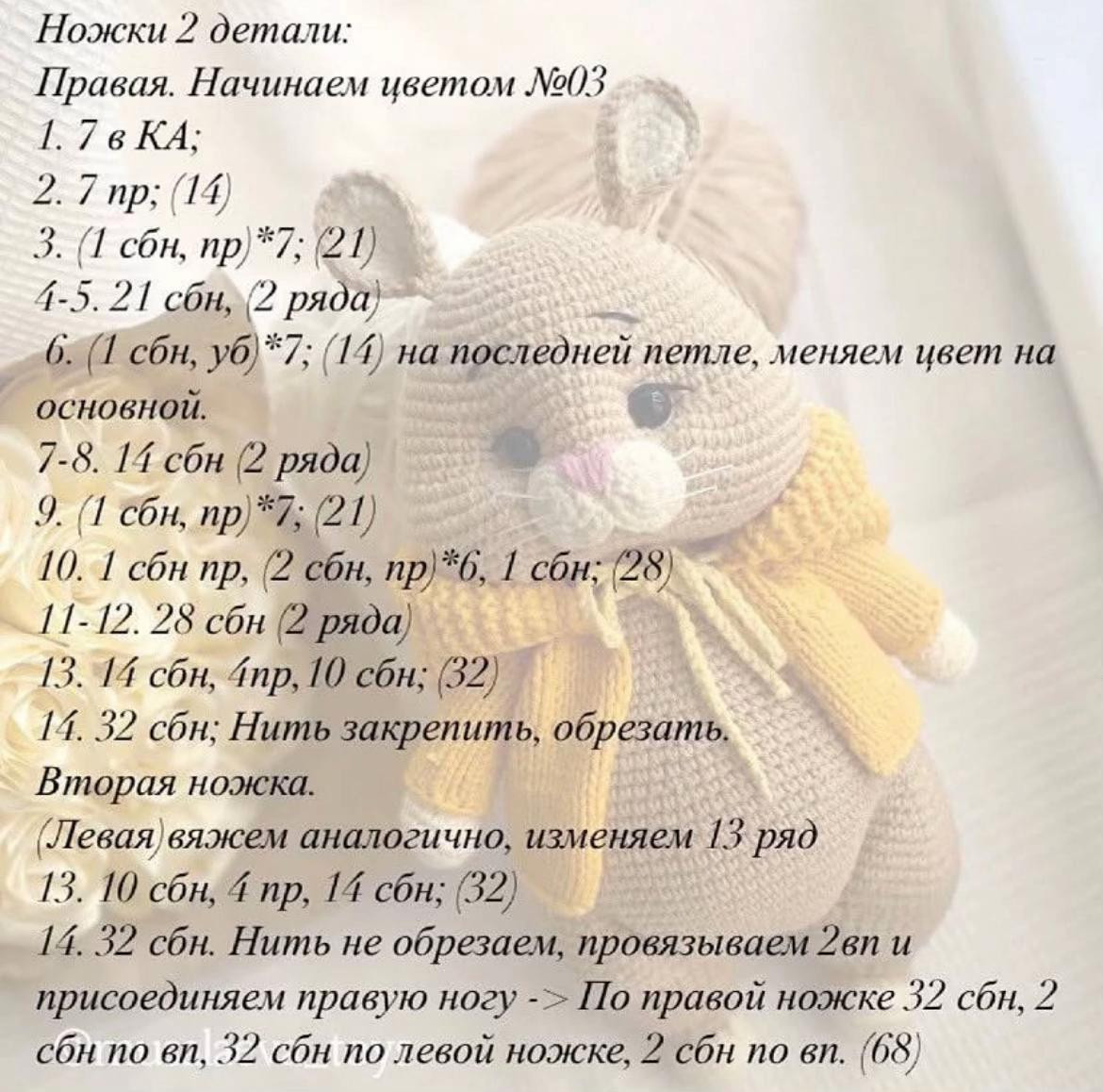 Бесплатный мастер-класс по вязанию крючком игрушки кролика