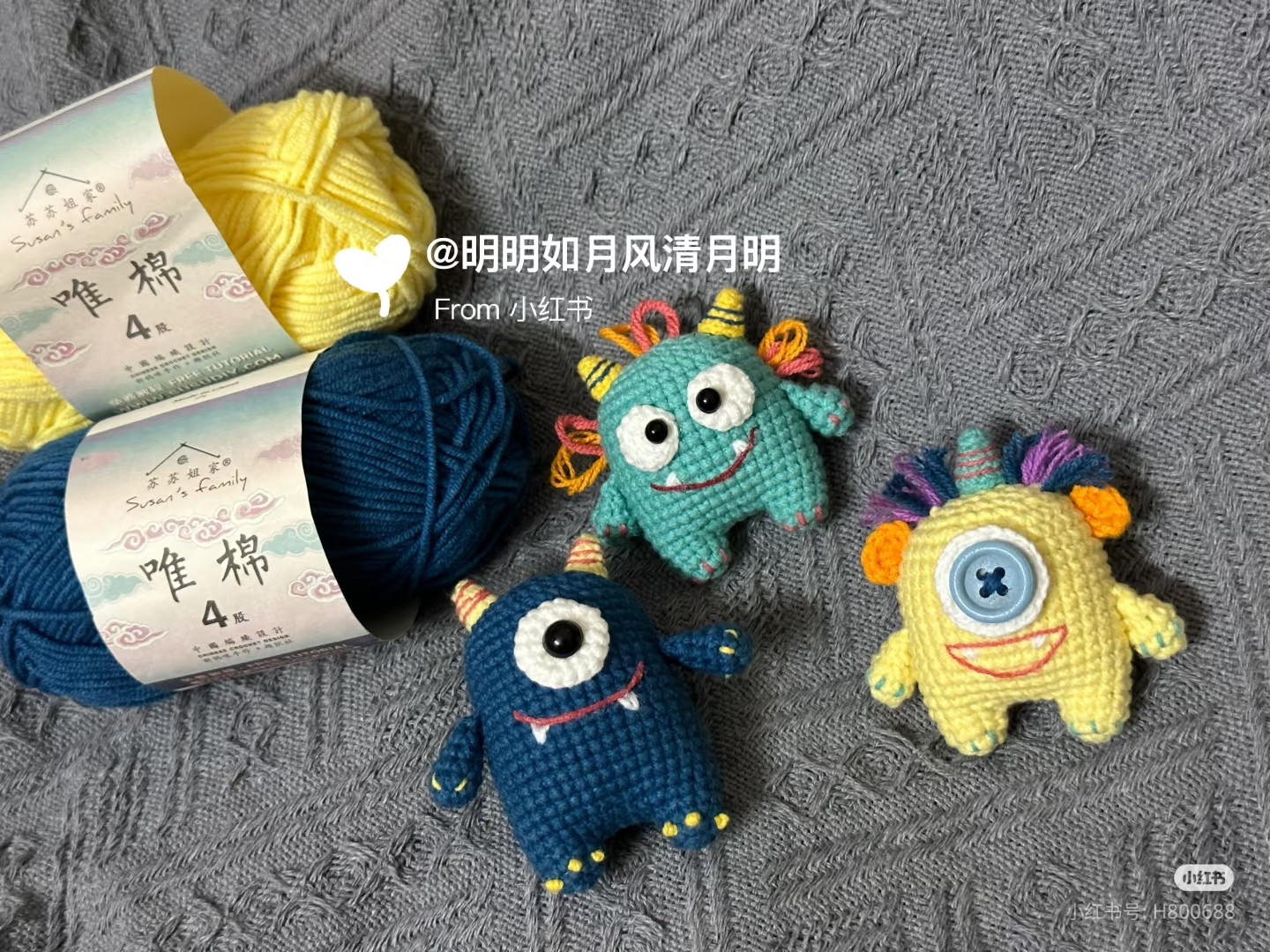 Bộ sưu tập móc len quái vật dễ thương cho móc khóa