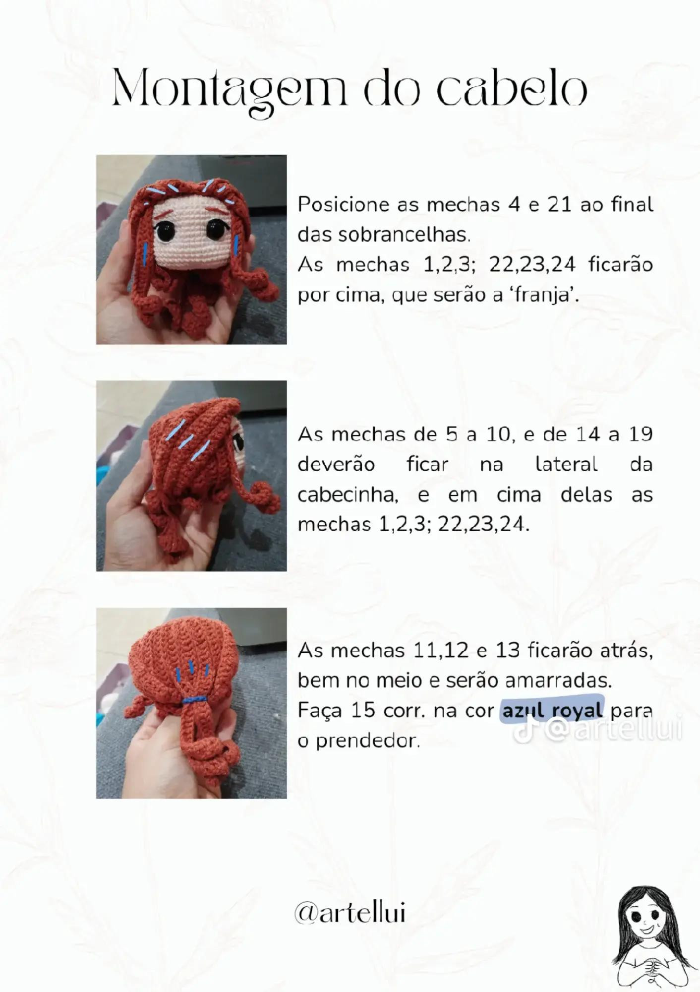 Boneca de Crochê Inspirada na Bela e a Fera com Fios Coloridos