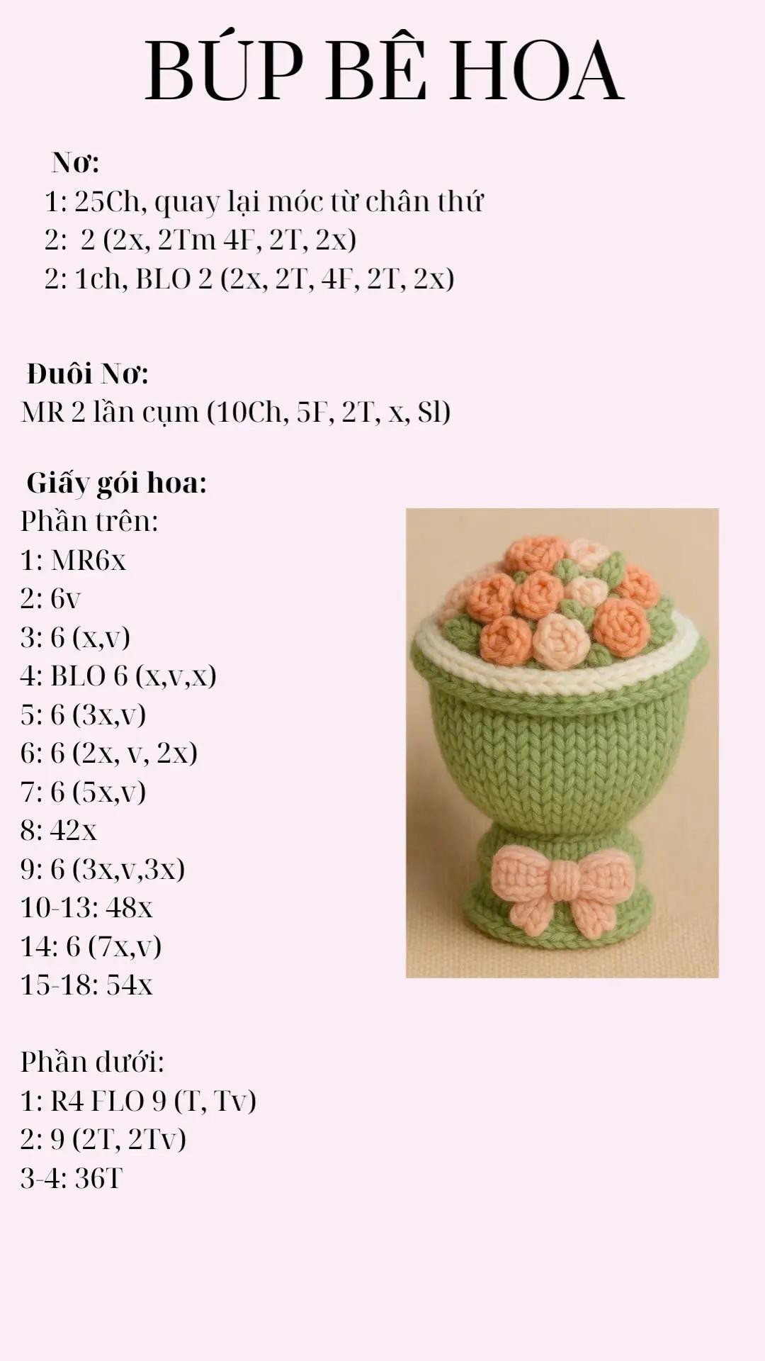 Búp bê hoa xinh xắn được móc tỉ mỉ từ len sợi.