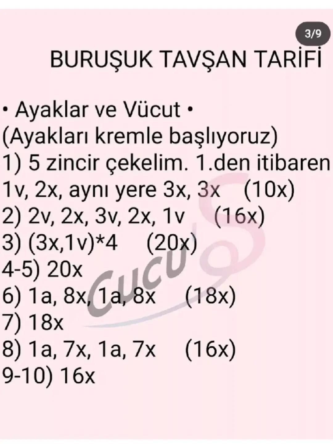 Buruşuk Tavşan Amigurumi Yapım Kılavuzu