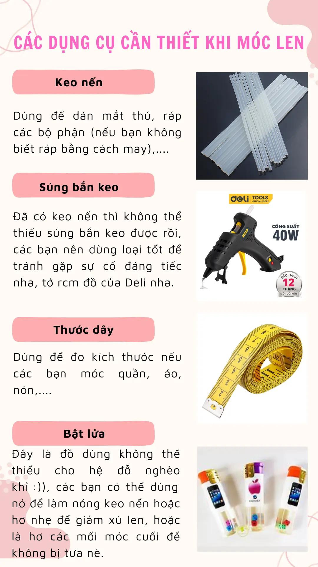 Các dụng cụ cần thiết khi móc len