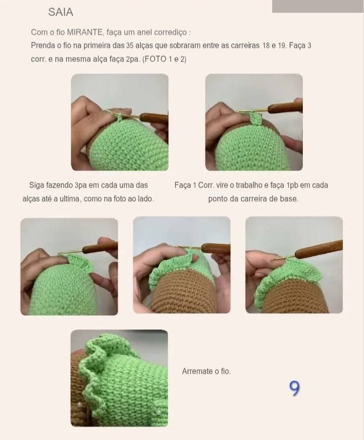 Cachorrinho Amigurumi Fofo com Vestido Verde e Laço Rosa