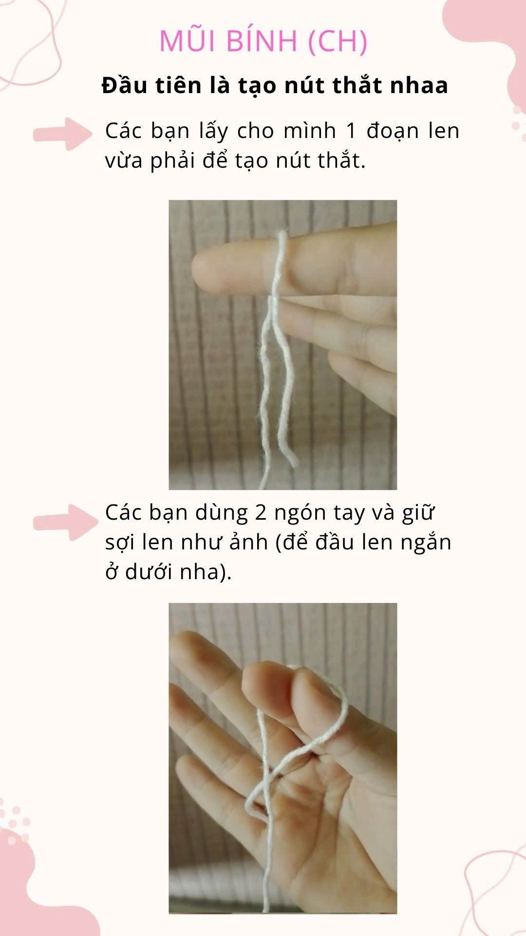 Cầm kim móc và len đúng cách