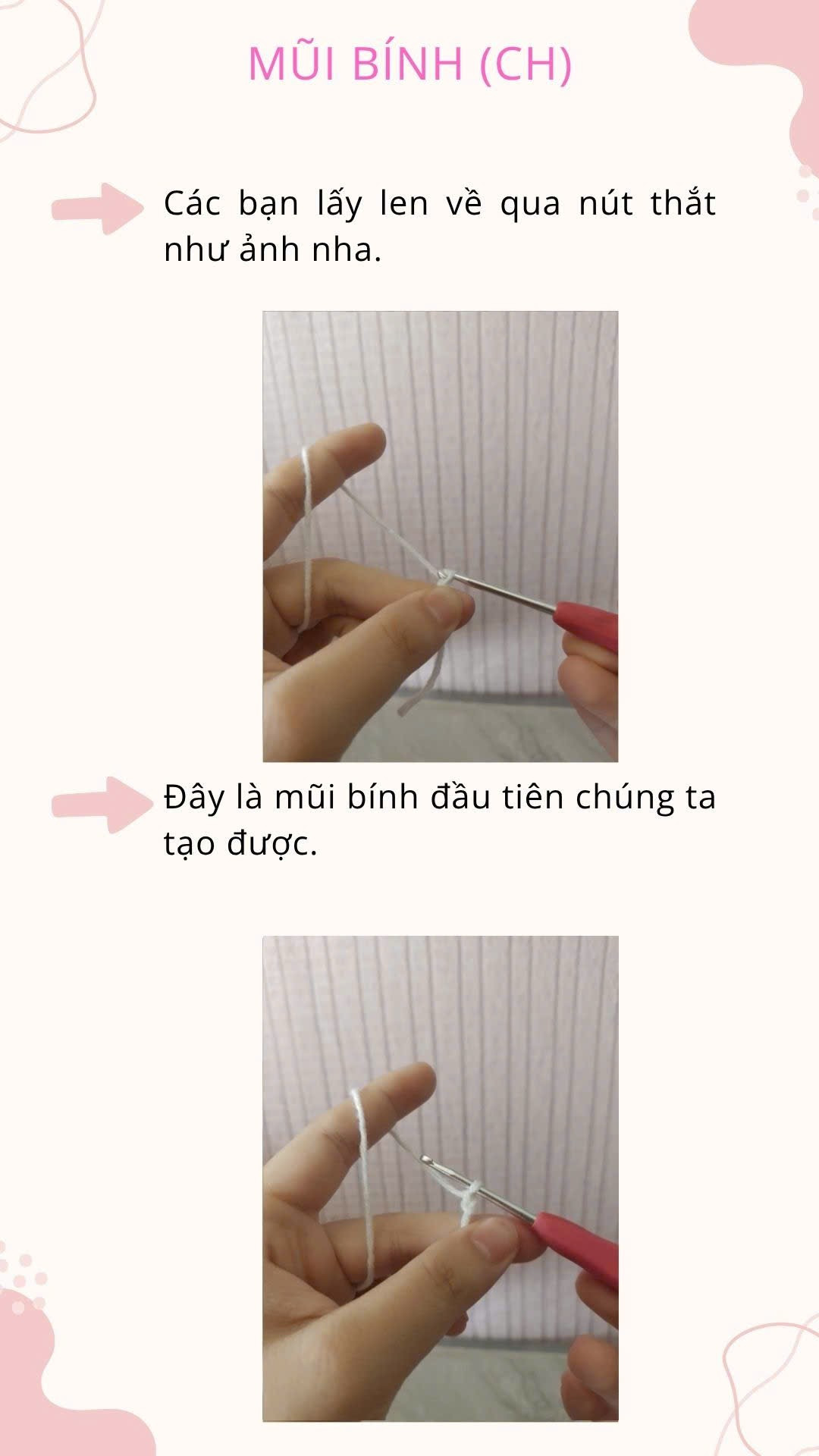 Cầm kim móc và len đúng cách