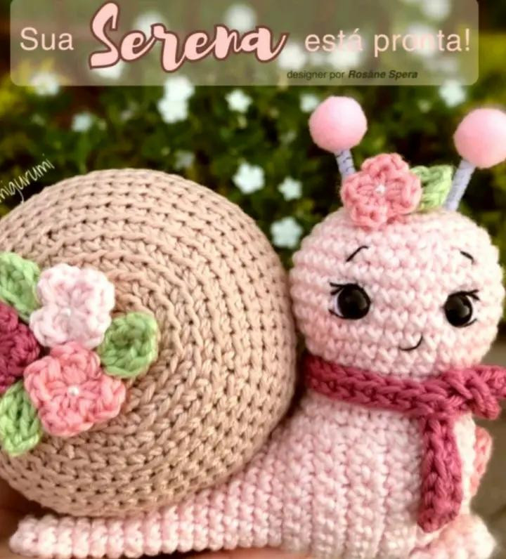 Caracol de Crochê com Flores: Receita Grátis para Amigurumi