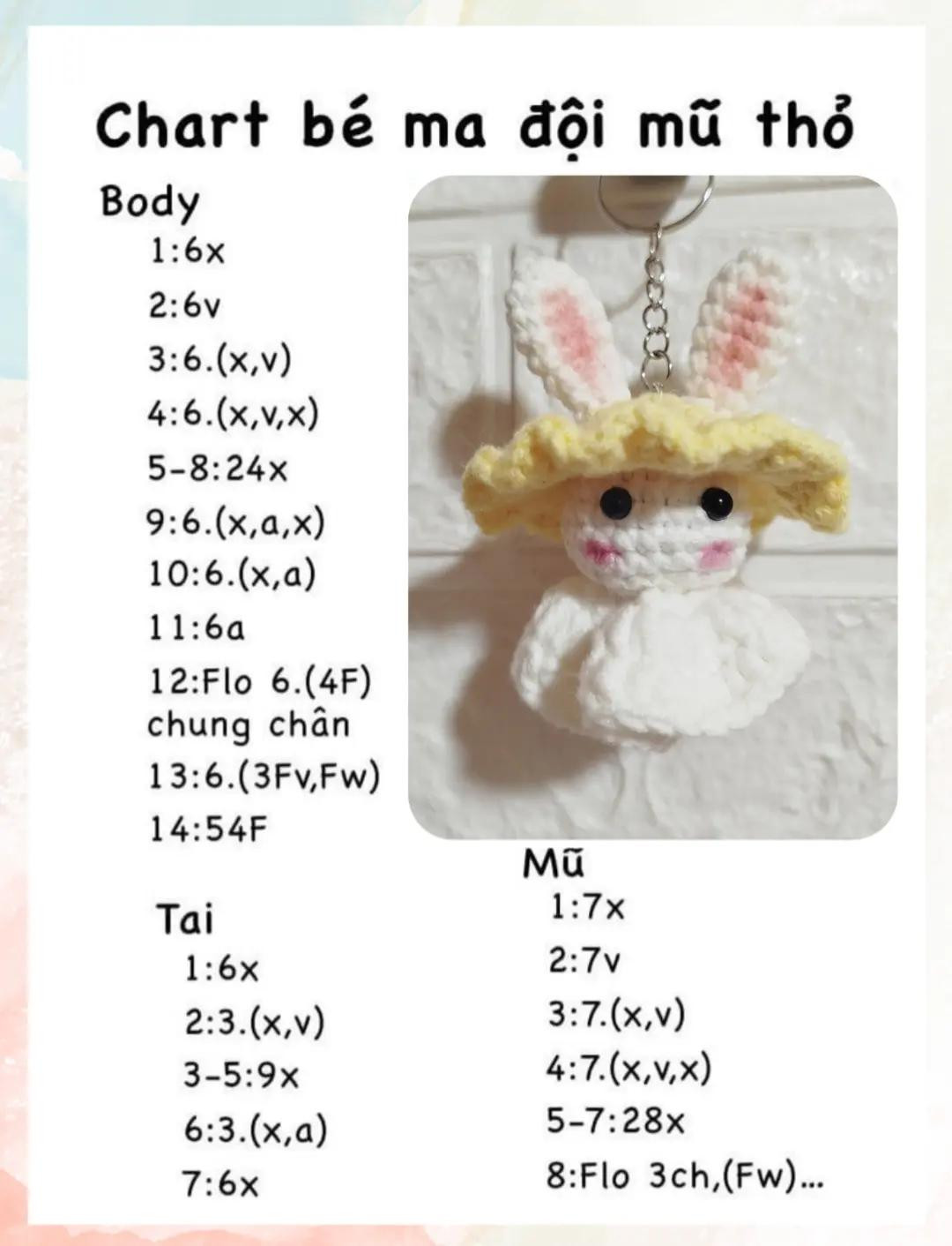 chart bé ma đội mũ thỏ