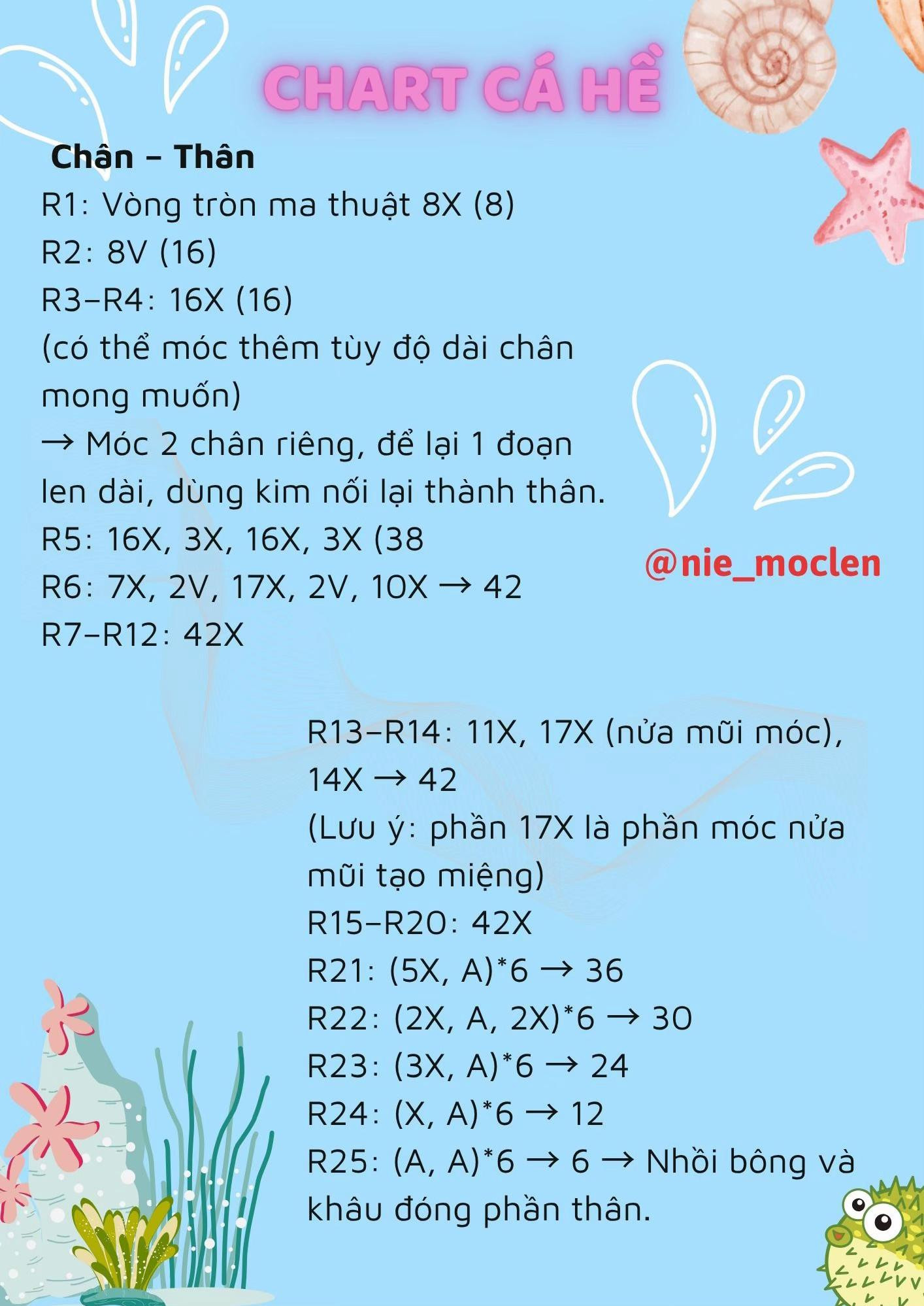 chart cá hề móc len