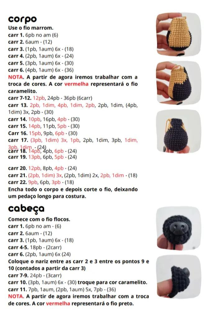Chart de Amigurumi de Pastor Alemão Fofo e Detalhado