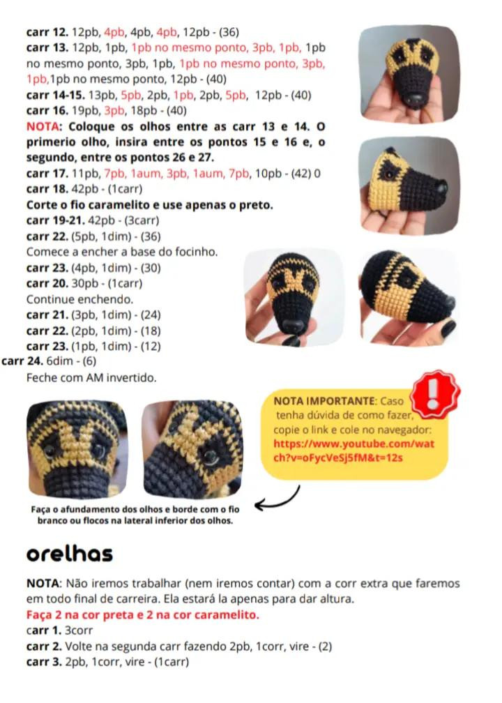 Chart de Amigurumi de Pastor Alemão Fofo e Detalhado